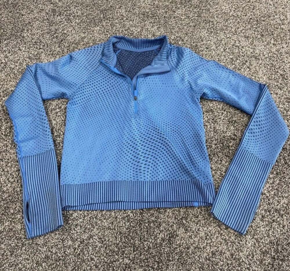 Lululemon Rest Less Cropped Half-Zip Pullover Blue Grid Warp